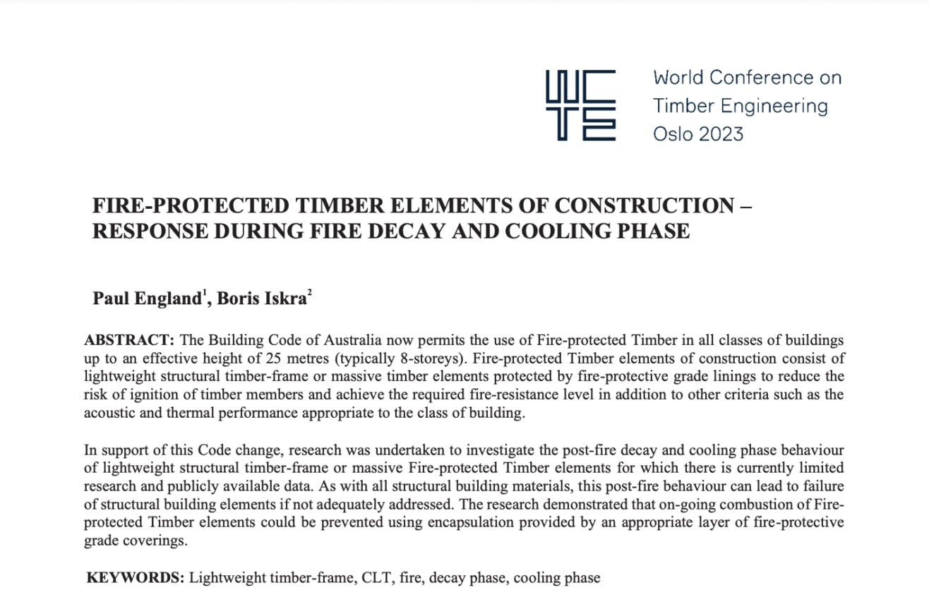 Fire-Protected Timber Elements of Construction